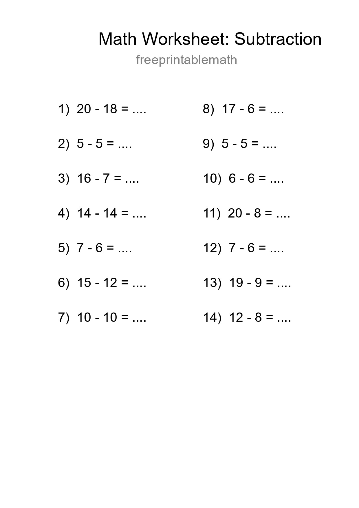 Free 14 Subtraction Math Worksheet For Grade 2 With Answers - Part 38
