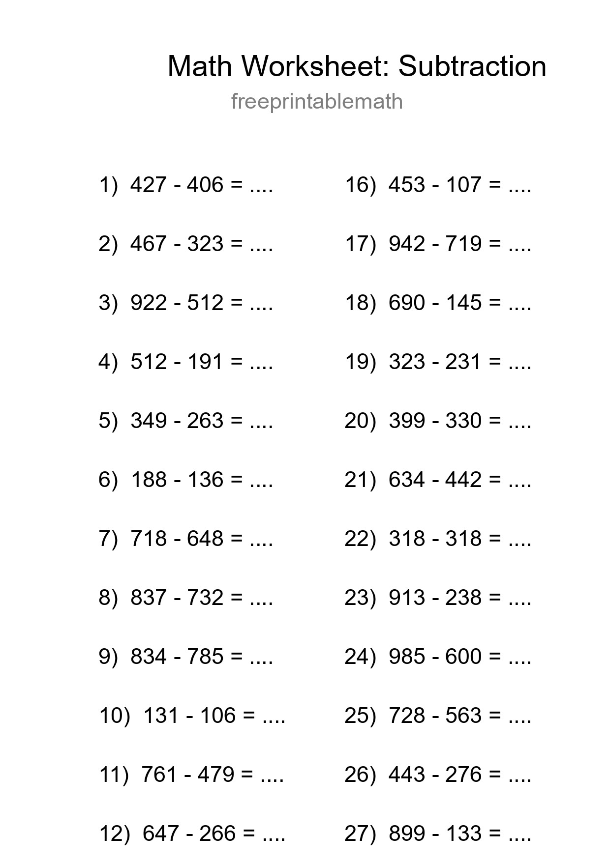 Free 29 Subtraction Math Worksheet For Grade 5 With Answers - Part 18