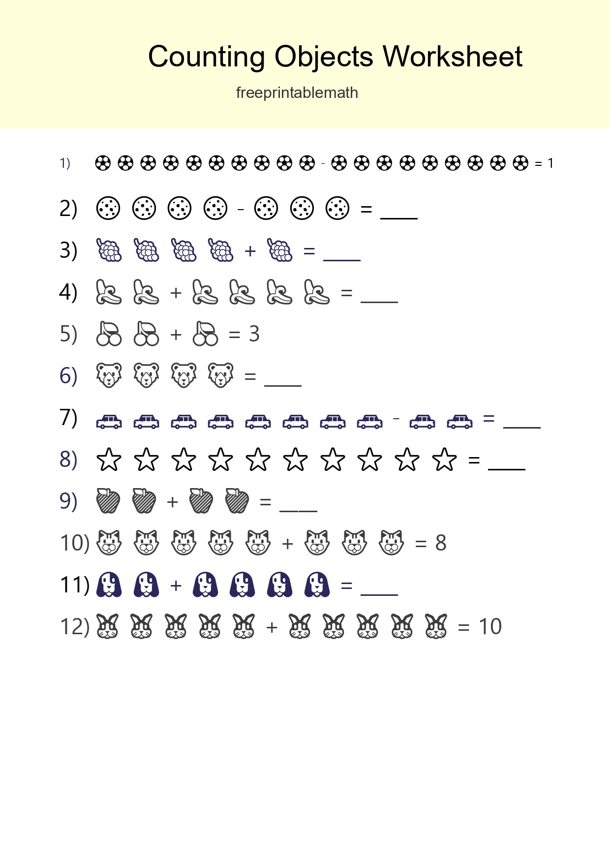 Free Counting Objects Worksheet For Kindergarten - Part 13