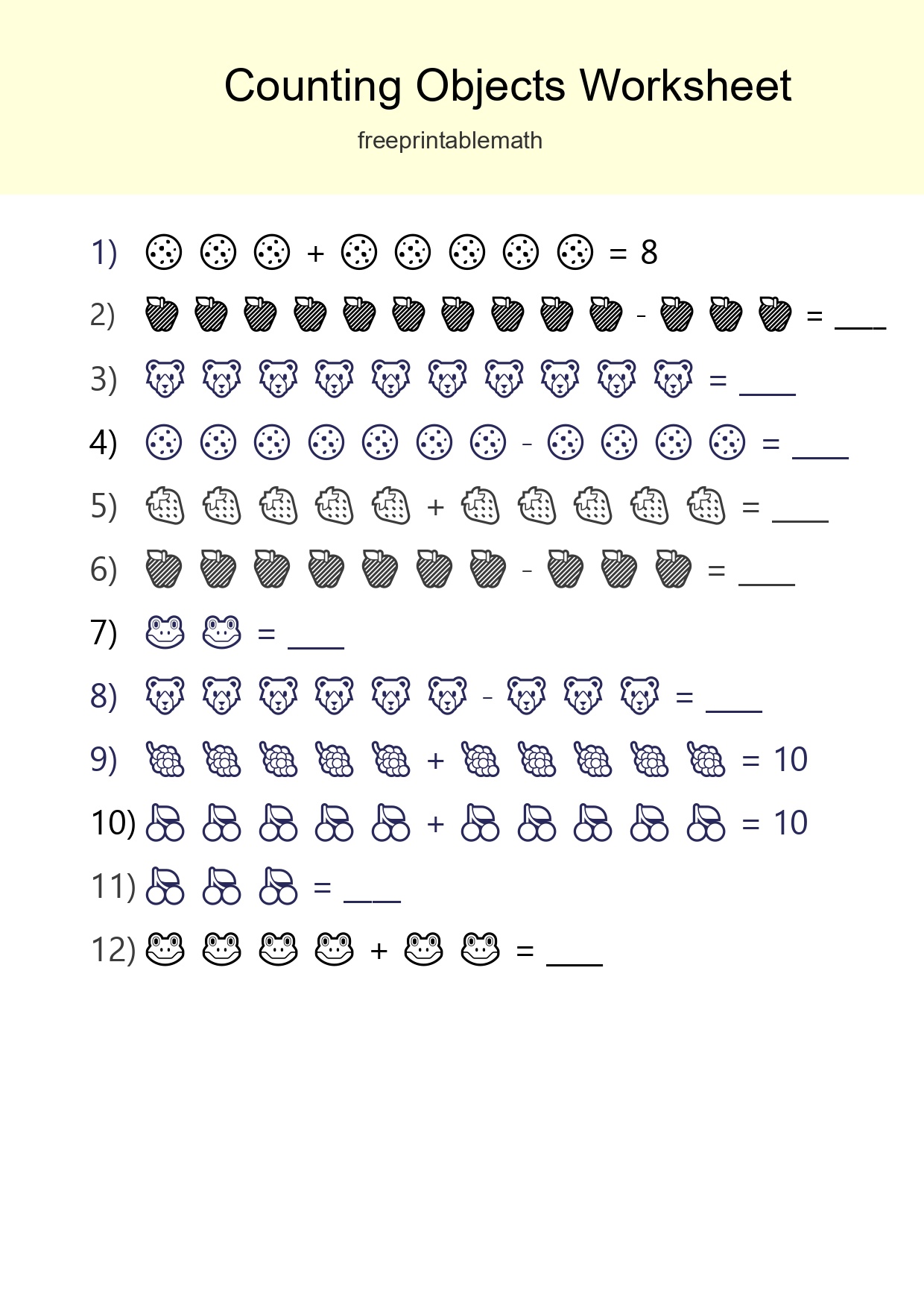 Kindergarten Count The Objects Worksheet - Part 43